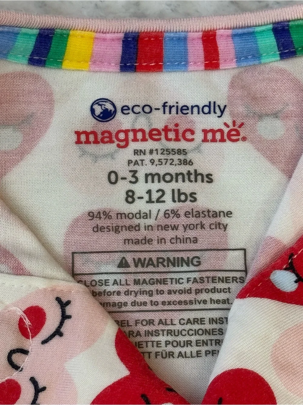 +Magnetic Me Heart Ruffle Footie Sleeper 0-3M Baby Girl Modal Valentine Pink Red